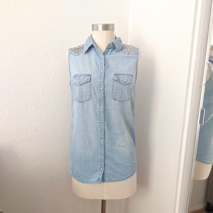 Forever 21 Studded Button Down Top